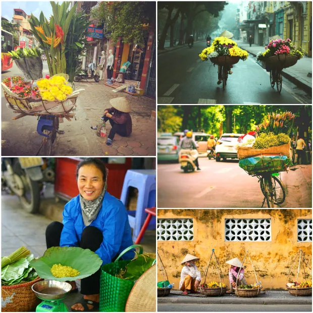 Người bán hàng trên phố Hà Nội trong ảnh Hà Nội mùa thu